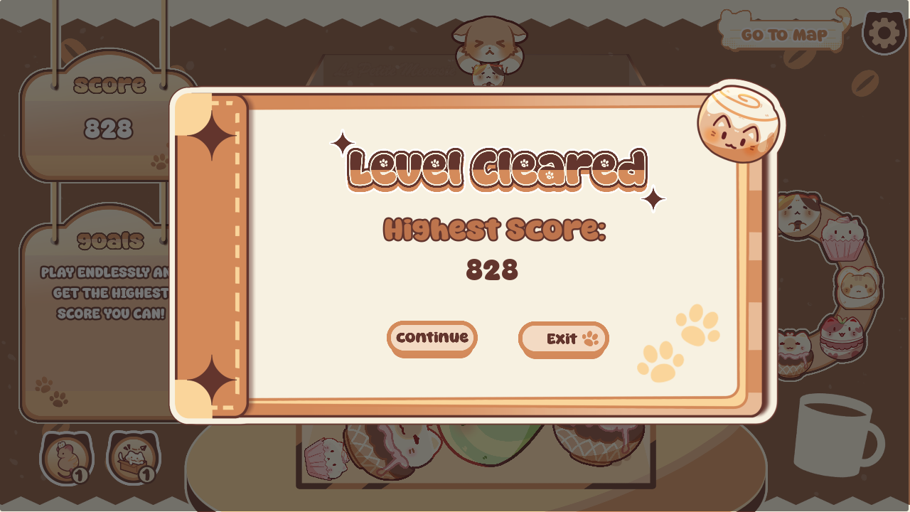 The Level Cleared screen